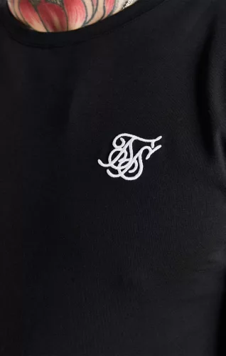 Siksilk Black Essential Short Sleeve Muscle Fit T-Shirt - fekete póló - Méret: L