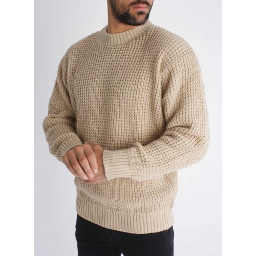 Loose-fitting Beige Sweatshirt - bézs kötött pulóver - Méret: S