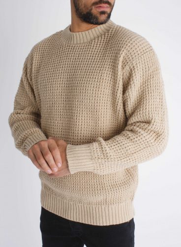 Loose-fitting Beige Sweatshirt - bézs kötött pulóver - Méret: XXL