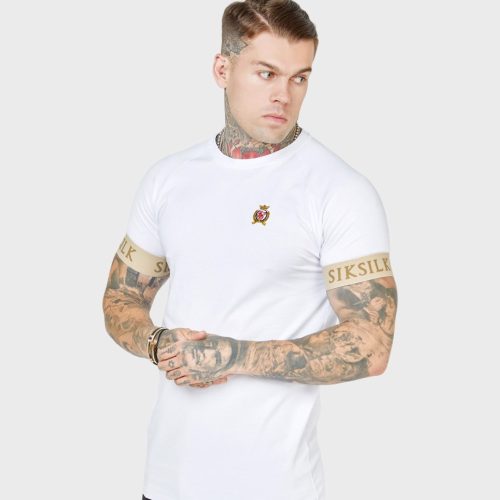 Siksilk White Crest Elasticated Cuff T-Shirt - fehér póló - Méret: XS