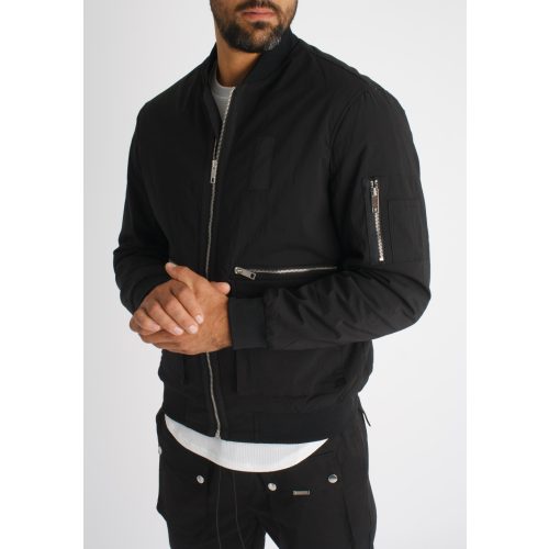 Black Zip Bomber Jacket - fekete dzseki - Méret: L