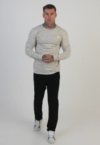 Siksilk White LS Marl T-Shirt - Méret: XS