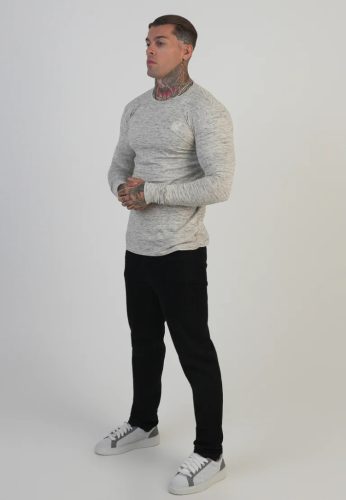 Siksilk White LS Marl T-Shirt - Méret: XS