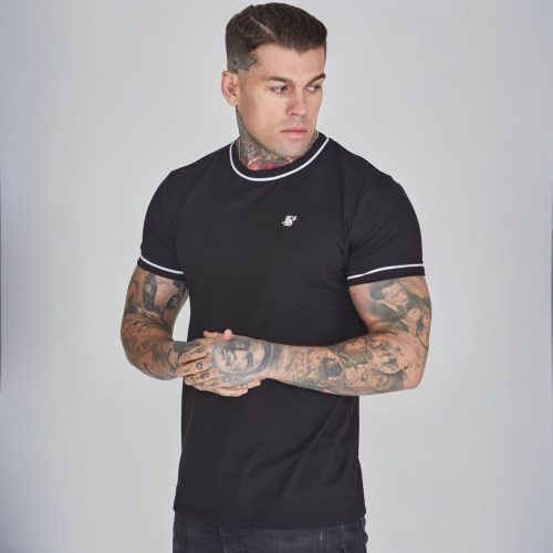 Siksilk Black Muscle Fit T-Shirt - fekete póló - Méret: L