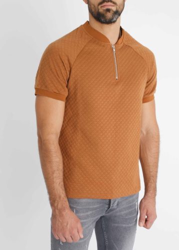 Brick Zip T-Shirt - barna póló - Méret: M