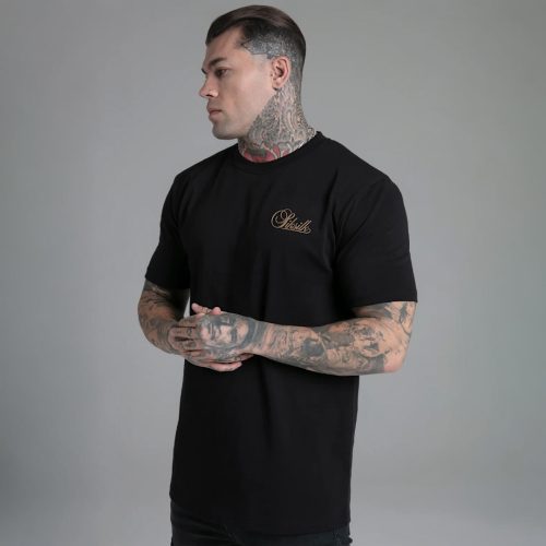 Siksilk Black Graphic T-Shirt - fekete póló - Méret: S 