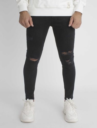 Field Black Jeans - fekete szaggatott farmer - Méret: 38