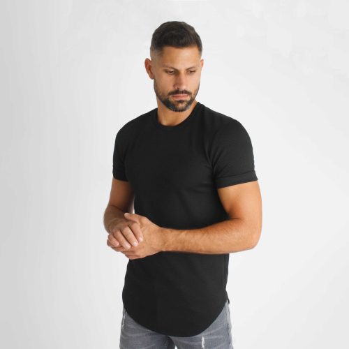 Geometry Black T-Shirt - fekete hosszított póló - Méret: M