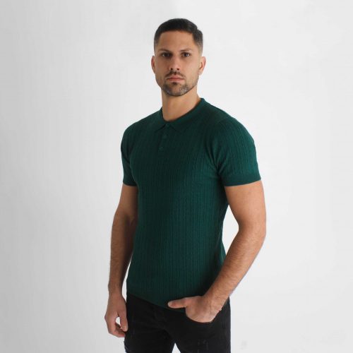 Royal Knitted Polo Shirt - zöld galléros póló - Méret: XL