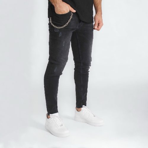 Chained Skinny Jeans - fekete szűk farmernadrág - Méret: 33