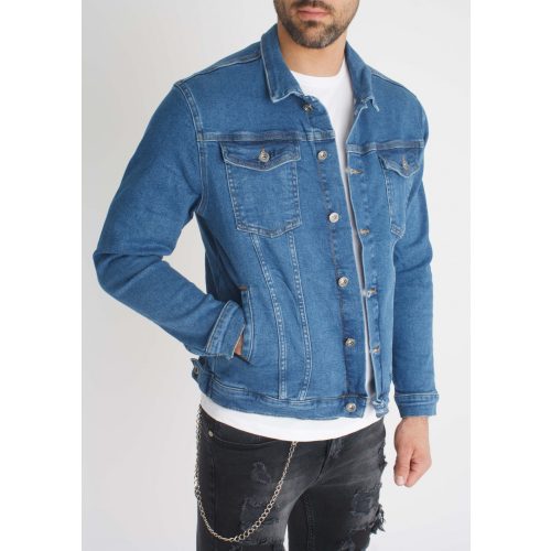 Navy Denim Jacket - kék farmerkabát - Méret: S