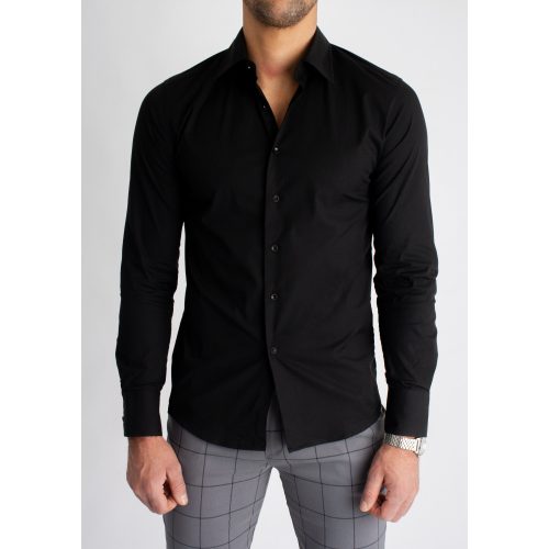 Black Super Skinny Shirt - fekete ing - Méret: L