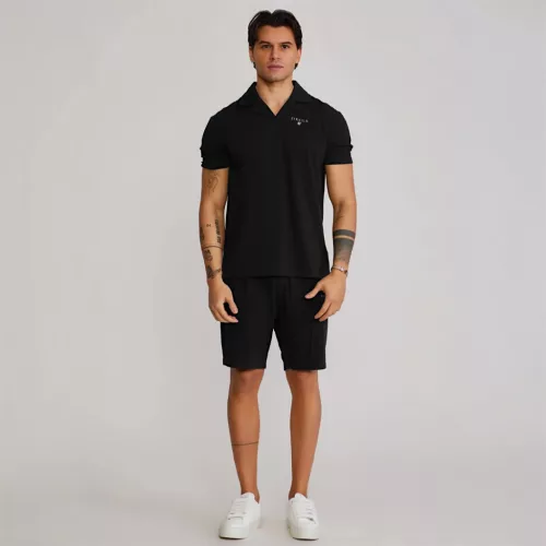 Siksilk Black Polo and Shorts Set