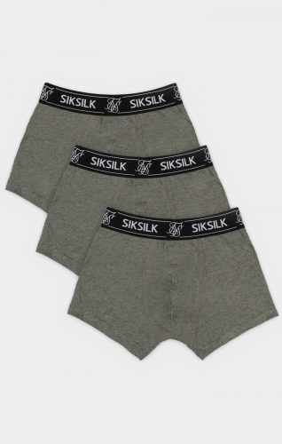 SikSilk Grey Boxers - 3 darabos alsónadrág csomag - Méret: XS 