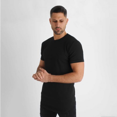 Black Slim Tee - fekete hosszított póló - Méret: XL