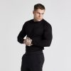 Siksilk Black Panel Muscle Fit T-Shirt - fekete hosszú ujjú  - Méret: XL