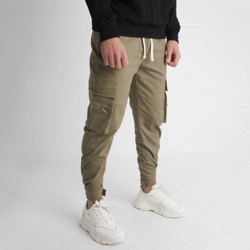 Velcro Khaki Cargo Pants - oldalzsebes nadrág - Méret: M