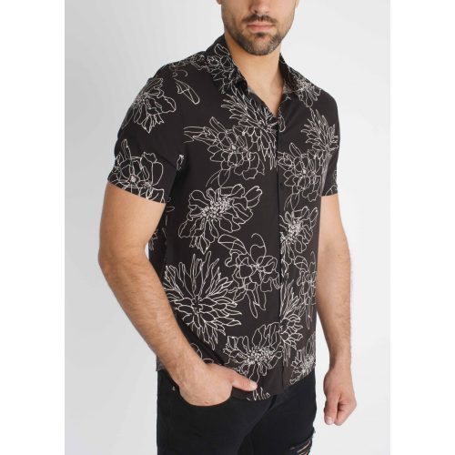 Black Blossom Shirt - mintás fekete ing - Méret: S 