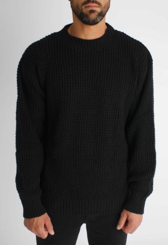 Loose-fitting Black Sweatshirt - fekete kötött pulóver - Méret: XL