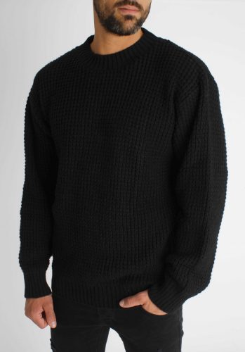 Loose-fitting Black Sweatshirt - fekete kötött pulóver - Méret: XXL