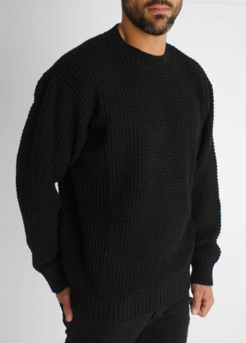 Loose-fitting Black Sweatshirt - fekete kötött pulóver - Méret: XXL