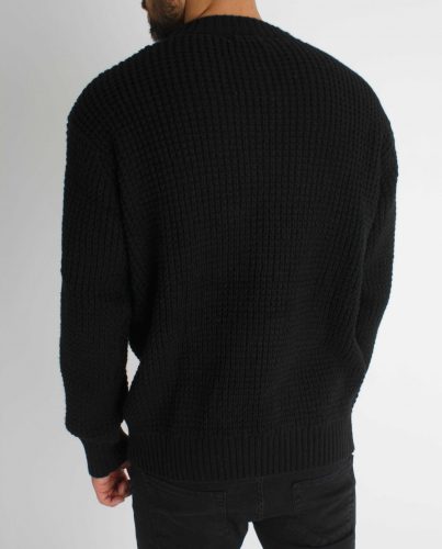 Loose-fitting Black Sweatshirt - fekete kötött pulóver - Méret: XXL