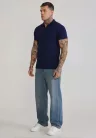 Siksilk Navy Zip Polo T-Shirt - Méret: L