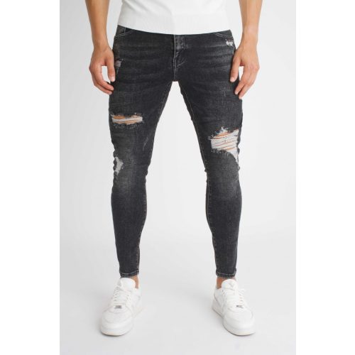 Crushed Grey Jeans - szaggatott szürke farmer - Méret: 29