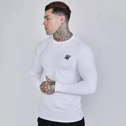 Siksilk Essentials White Long Sleeve T-Shirt - fehér póló - Méret: XXL