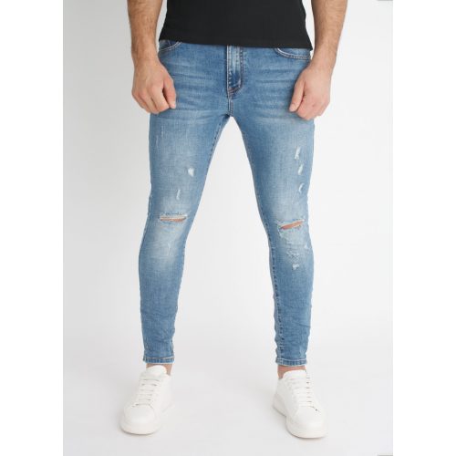 Crest Blue Skinny Jeans - szaggatott kék farmer - Méret: 28