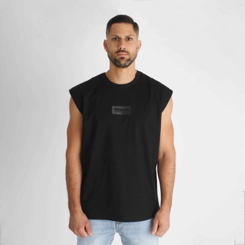 Black Loose Sleeveless - fekete ujjatlan póló - Méret: L