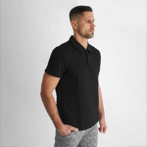 Black Polo Shirt - fekete galléros póló - Méret: L