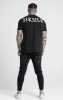 SIKSILK Black Printed Logo Relaxed Fit T-Shirt