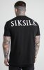 SIKSILK Black Printed Logo Relaxed Fit T-Shirt - fekete póló - Méret: S