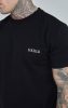 SIKSILK Black Printed Logo Relaxed Fit T-Shirt - fekete póló - Méret: L