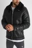 Collar Lined Winter Jacket - fekete plüssel bélelt kabát - Méret: S 