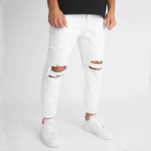 White Destroyed Loose Jeans - fehér szaggatott farmer - Méret: 34