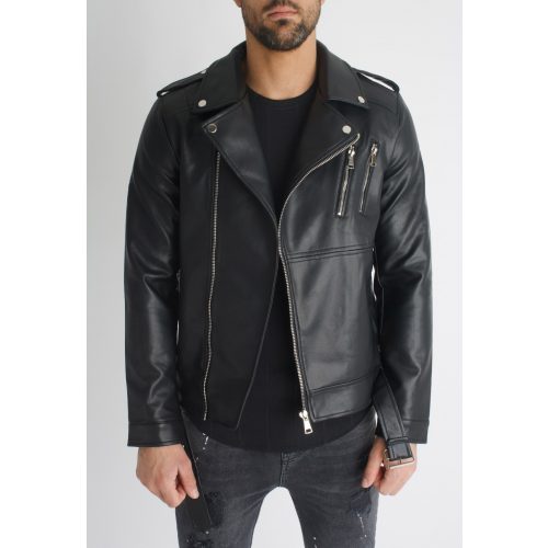 Moreno Biker Jacket - fekete motoros bőrdzseki - Méret: L