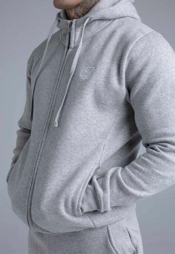 Siksilk Grey Marl Essentials Full Zip Hoodie - Méret: XXL