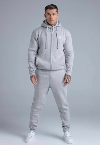 Siksilk Grey Marl Essentials Full Zip Hoodie - Méret: XXL