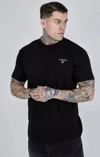  Siksilk Black Graphic T-Shirt - Méret: S