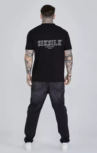  Siksilk Black Graphic T-Shirt - Méret: S