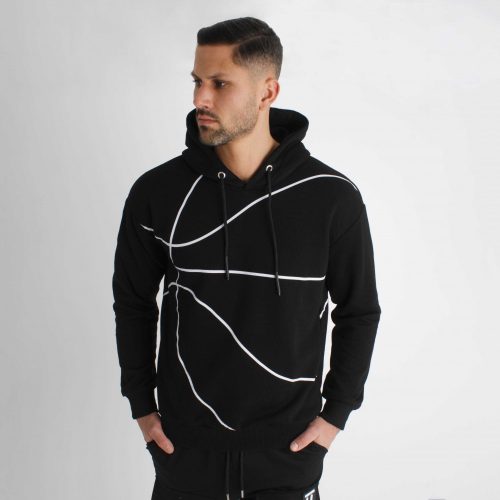 Black Dunk Hoodie - fekete mintás pulóver - Méret: L