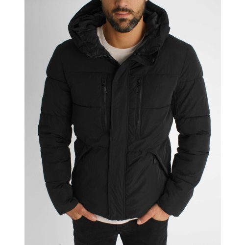 Black Hooded Jacket - fekete téli dzseki - Méret: XXXL