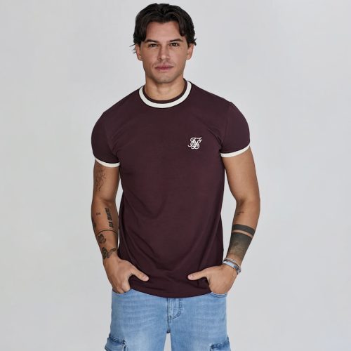 Siksilk Burgundy Ringer T-Shirt