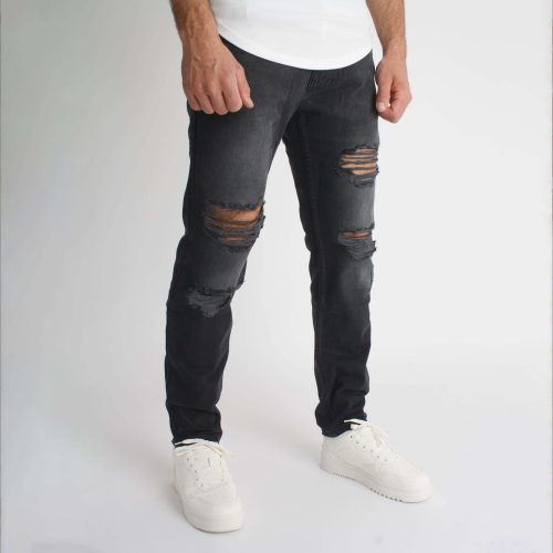 Black Destroyed Loose Jeans - bő szabású farmer - Méret: 34