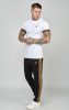 SikSilk White, Gold Knitted Elastic Cuffed T-Shirt - fehér póló - Méret: XL