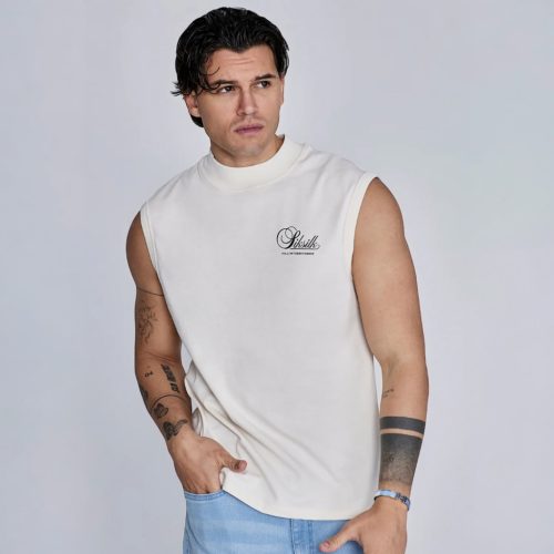 Siksilk Ecru Sleeveless T-Shirt