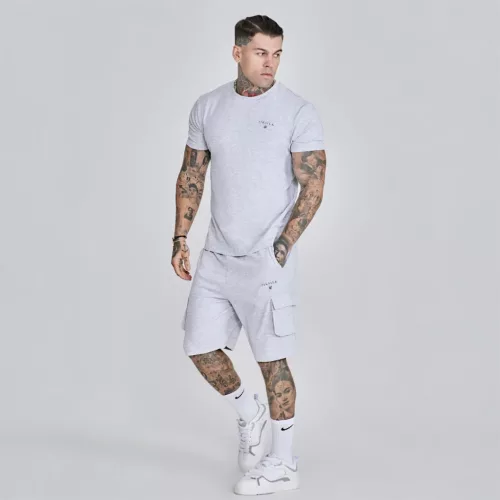 Siksilk Grey Marl T-Shirt and Shorts Set - Méret: M