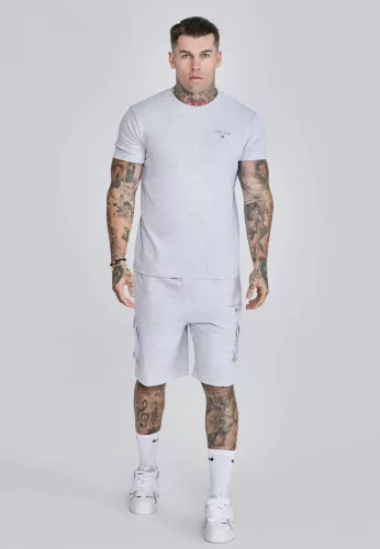 Siksilk Grey Marl T-Shirt and Shorts Set - Méret: L